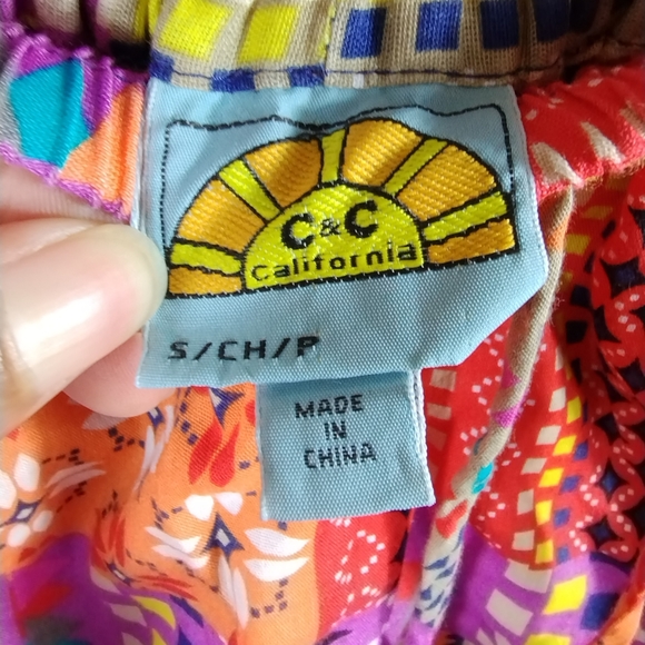 C & C California Boho Hippie Bohemian electric Waist casual mini Skirt - Picture 6 of 6